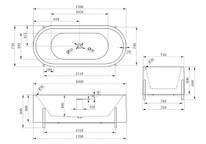 Ванна акриловая ABBER AB9443 170х75 белая купить в интернет-магазине Sanbest