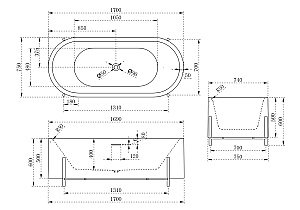 Ванна акриловая ABBER AB9443 170х75 белая купить в интернет-магазине Sanbest