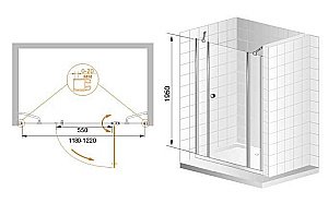 Душевая дверь Cezares ELENA-W-B-13-60+60/30-P-Cr купить в интернет-магазине Sanbest