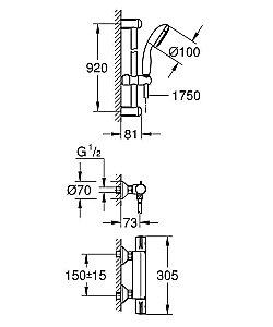 Смеситель для душа Grohe Grohtherm 800 34566001 купить в интернет-магазине сантехники Sanbest