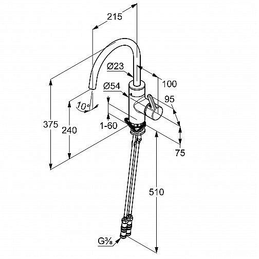 Смеситель для кухни Kludi E-GO 422006675 черный купить в интернет-магазине сантехники Sanbest