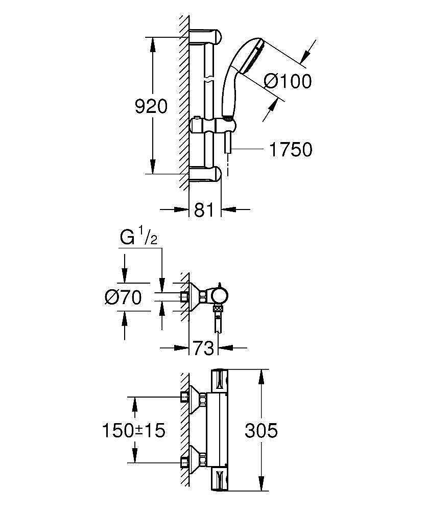 Смеситель для душа Grohe Grohtherm 800 34566001 купить в интернет-магазине сантехники Sanbest