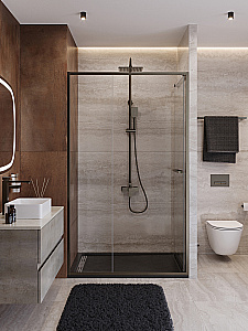 Душевая дверь Cezares LUX 130 B-FS-11-130-C-GM стекло прозрачное/профиль оружейная сталь купить в интернет-магазине Sanbest