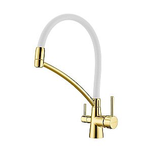 Смеситель для кухни Paulmark Sigen Si213111-GW Золото, Белый купить в интернет-магазине сантехники Sanbest