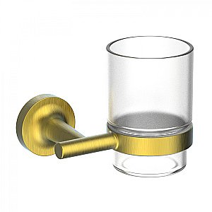 Стакан для зубных щеток с держателем WONZON & WOGHAND SIMPLE, Брашированное золото (WW-6521-BG) купить в интернет-магазине сантехники Sanbest