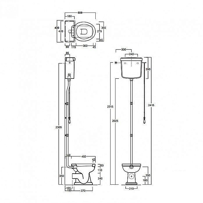 Унитаз SIMAS Londra LO911 с высоким бачком, белый/хром купить в интернет-магазине Sanbest
