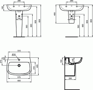 Раковина на полупьедестале Ideal Standard Esedra T279701 купить в интернет-магазине Sanbest