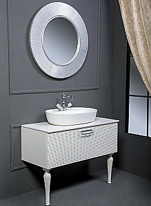 Тумба с раковиной Armadi Art Vallessi Avantgarde Linea 100 со столешницей белая с хромом для ванной в интернет-магазине Sanbest