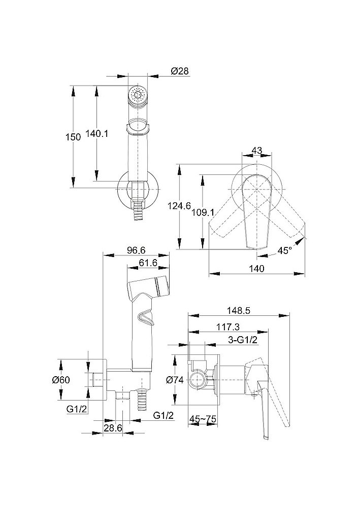 Гигиенический душ Cersanit MODUO 64105 купить в интернет-магазине сантехники Sanbest