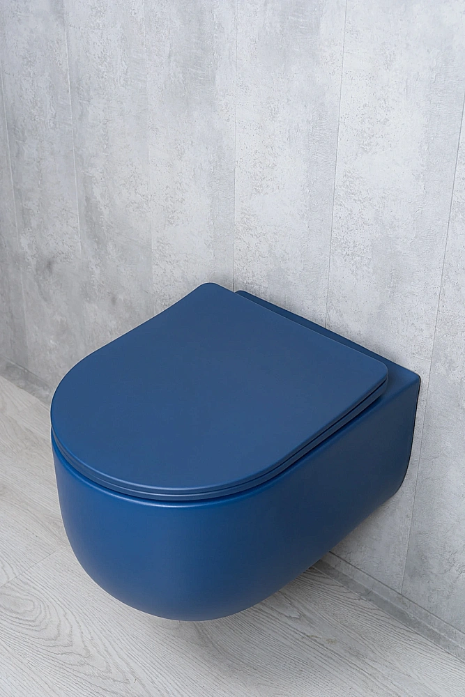 Унитаз подвесной GID Tr2133TF-BUM 62301Y безободковый, слив торнадо, с крышкой микролифт, синий матовый купить в интернет-магазине Sanbest