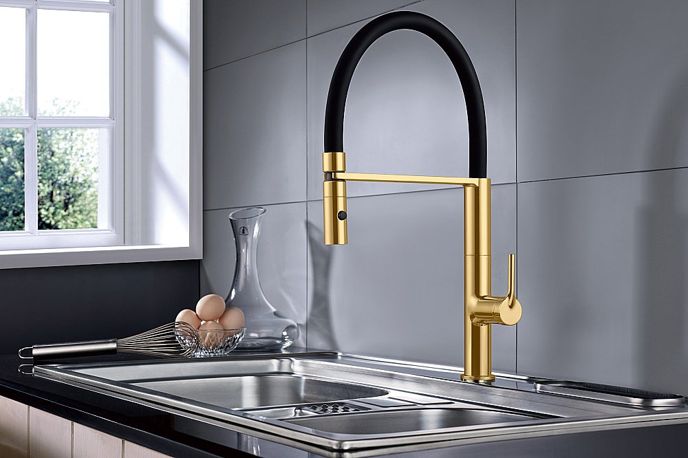 Смеситель для кухни Vincea VKF-114BG брашированное золото купить в интернет-магазине сантехники Sanbest