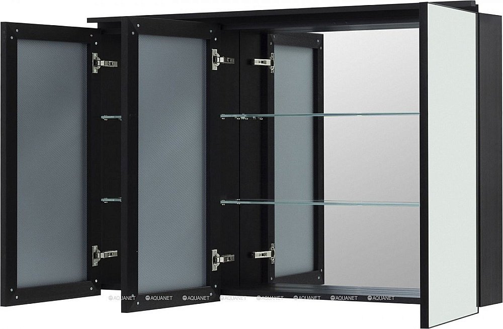 Зеркальный шкаф De Aqua Алюминиум 261762 120 черный купить в интернет-магазине сантехники Sanbest