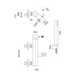 Смеситель для ванны Webert Rimini RI850101010 золото купить в интернет-магазине сантехники Sanbest