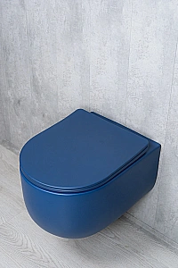 Унитаз подвесной GID Tr2133TF-BUM 62301Y безободковый, слив торнадо, с крышкой микролифт, синий матовый купить в интернет-магазине Sanbest