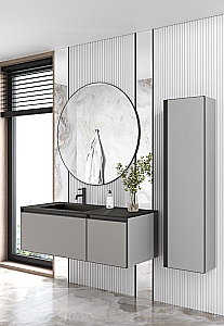 Тумба с раковиной Armadi Art QUATRO 2 140 LUNA/профиль ANTHRACITE/раковина ANTHRACITE для ванной в интернет-магазине Sanbest