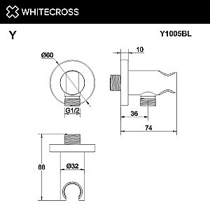 Подключение для шланга WhiteCross Y Y1005BL черный купить в интернет-магазине сантехники Sanbest