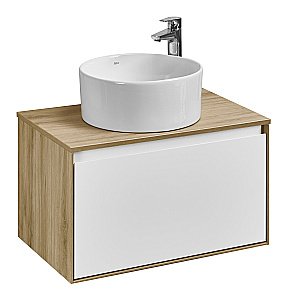 Тумба с раковиной Акватон Либерти 90 со столешницей, дуб эльвезия/белый глянец для ванной в интернет-магазине Sanbest