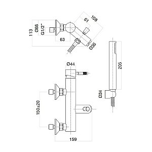 Смеситель для ванны Webert Rimini RI850101010 золото купить в интернет-магазине сантехники Sanbest