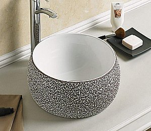 Раковина накладная Ceramalux NC 41 78217 серебро, белая купить в интернет-магазине Sanbest