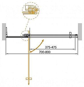 Душевая дверь Cezares Slider 80 B-1-70/80-BR-BORO стекло бронза/профиль брашированное золото купить в интернет-магазине Sanbest