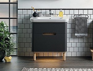 Тумба с раковиной Vitra Sento 65 матовый антрацит для ванной в интернет-магазине Sanbest