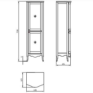 Пенал Migliore Bella 49 Avorio для ванной в интернет-магазине сантехники Sanbest