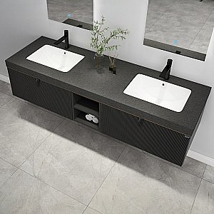 Тумба с раковиной Black & White Gravity AV706.1800 черный матовый для ванной в интернет-магазине Sanbest