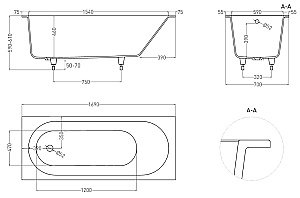 Ванна Salini Ornella S-Stone 170х70 102323MF RAL матовая купить в интернет-магазине Sanbest
