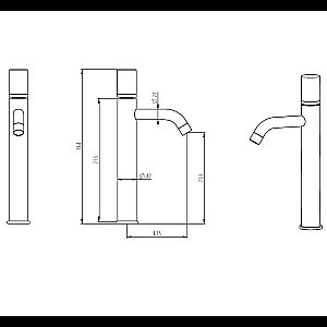 Смеситель для раковины Boheme Stick 122-BG.2 черный/ручка золото купить в интернет-магазине сантехники Sanbest