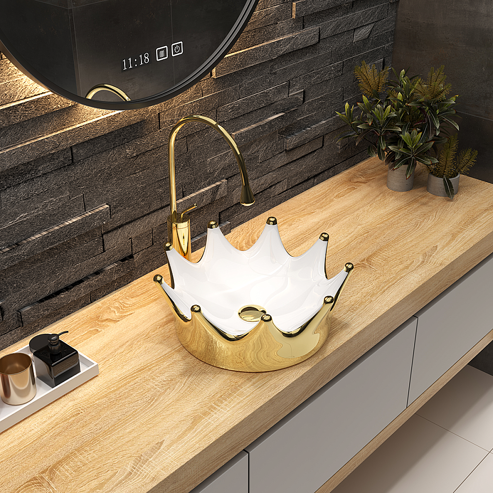 Раковина Bronze de Luxe Queen 40 4042WG золото/белая купить в интернет-магазине Sanbest