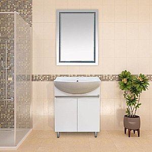 Тумба с раковиной напольная Misty Амур 70 белая для ванной в интернет-магазине Sanbest