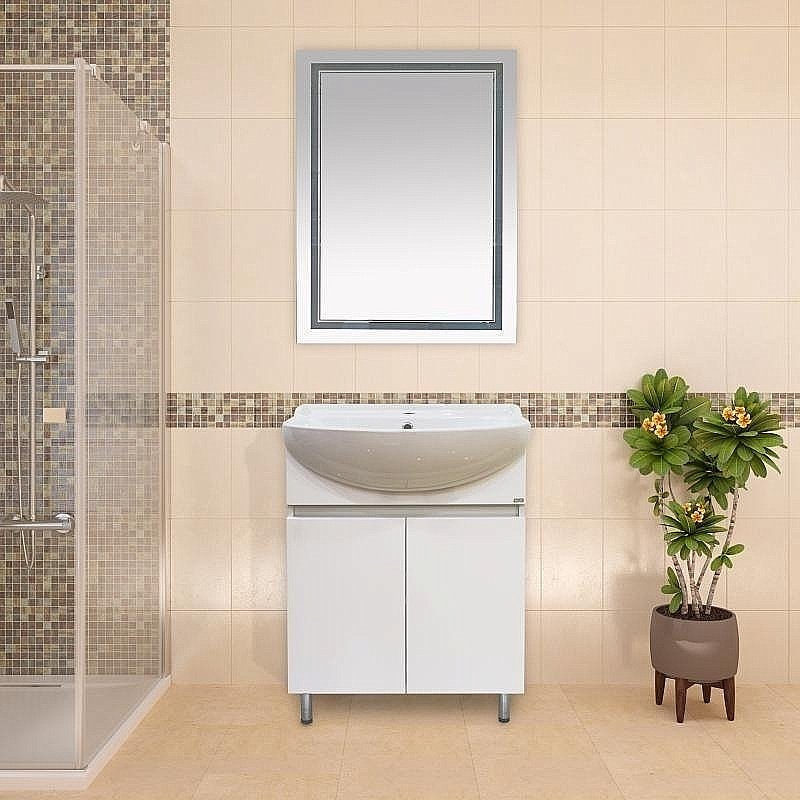 Тумба с раковиной напольная Misty Амур 70 белая для ванной в интернет-магазине Sanbest