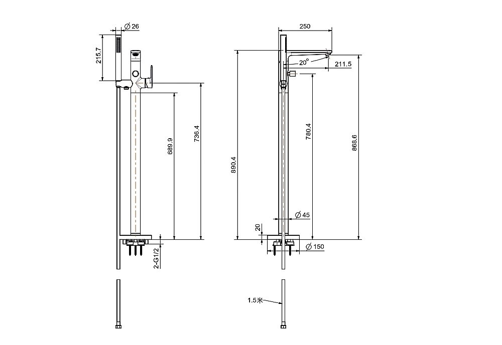 Cмеситель для ванны Aquatek Ника AQ1845MB черный матовый купить в интернет-магазине сантехники Sanbest
