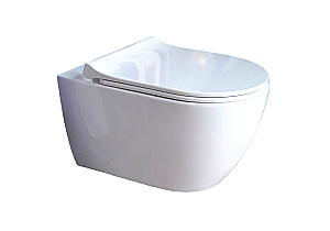 Унитаз подвесной Aquatek ПОЛАРИС AQ0700-01+INS-0000012+KDI-0000013+KKI-0000002 белый, безободковый, с крышкой микролифт, с инсталляцией и белой кнопкой купить в интернет-магазине Sanbest