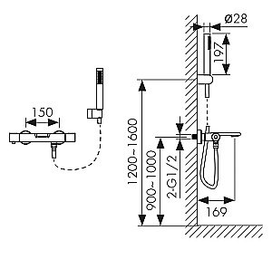 Смеситель для ванны Kaiser Serio 05322-4 белый матовый купить в интернет-магазине сантехники Sanbest