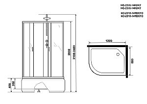 Душевая кабина Niagara Classic NG-2310-14BKT 120х80 купить в интернет-магазине Sanbest