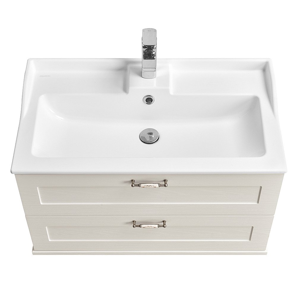 Тумба с раковиной Акватон Леон/Фабиа 80 дуб белый для ванной в интернет-магазине Sanbest