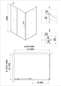 Душевая дверь Niagara Nova NG-42-10AG 100 купить в интернет-магазине Sanbest