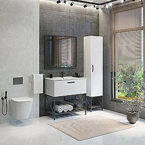 Шкаф-колонна Comforty Бредфорд 00-00009884 40 белый/графит для ванной в интернет-магазине сантехники Sanbest