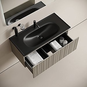 Тумба с раковиной Sancos CODE CD100GP/CN13003MB 100 серая платина для ванной в интернет-магазине Sanbest