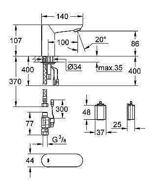 Инфракрасная электроника для раковины Grohe Euroeco Cosmopolitan E 36271 000 купить в интернет-магазине сантехники Sanbest