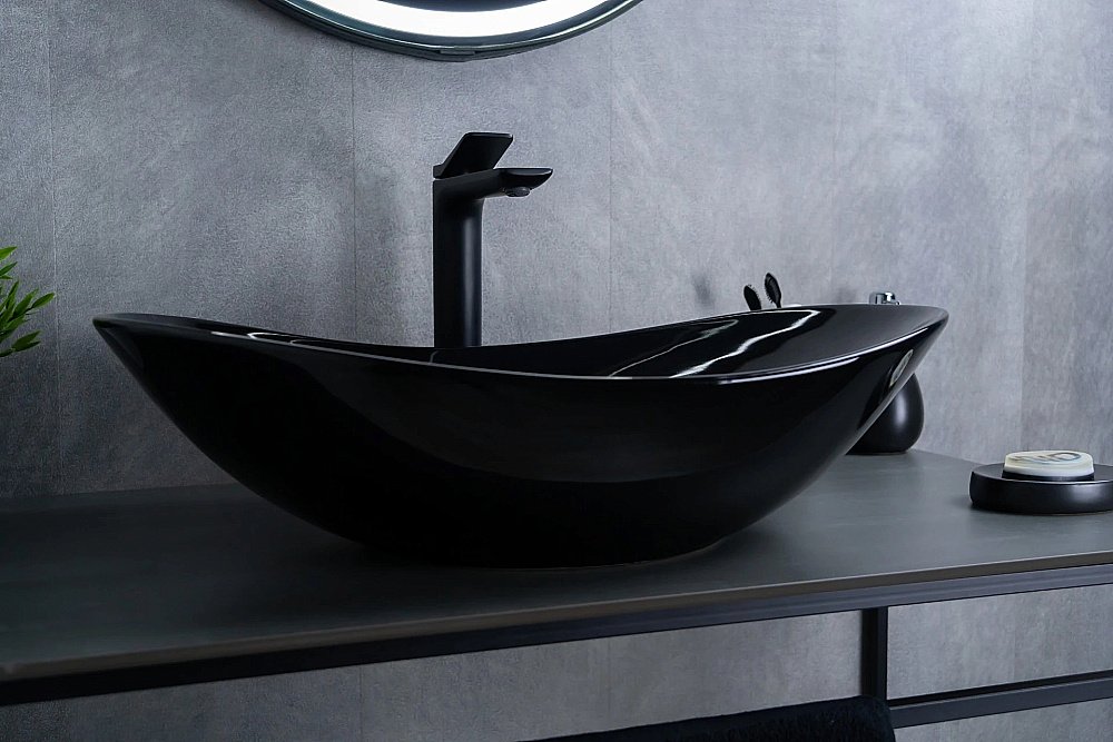 Раковина накладная Gid Lago 61 BL9811 53349 черная купить в интернет-магазине Sanbest