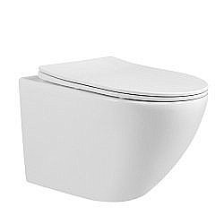 Унитаз подвесной ABBER BEQUEM AC1100 с крышкой микролифт, безободковый, белый купить в интернет-магазине Sanbest