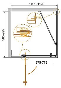 Душевой уголок Cezares Slider 100x110 AH-1-100-100/110-BR-BORO стекло бронза/профиль золото брашированное купить в интернет-магазине Sanbest