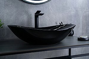 Раковина накладная Gid Lago 61 BL9811 53349 черная купить в интернет-магазине Sanbest