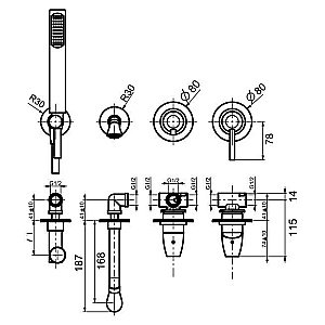 Смеситель для ванны с душем Webert Opera Moderna OE860312560 купить в интернет-магазине сантехники Sanbest