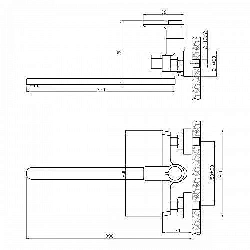 Смеситель для ванны Rossinka RS50-32 купить в интернет-магазине сантехники Sanbest