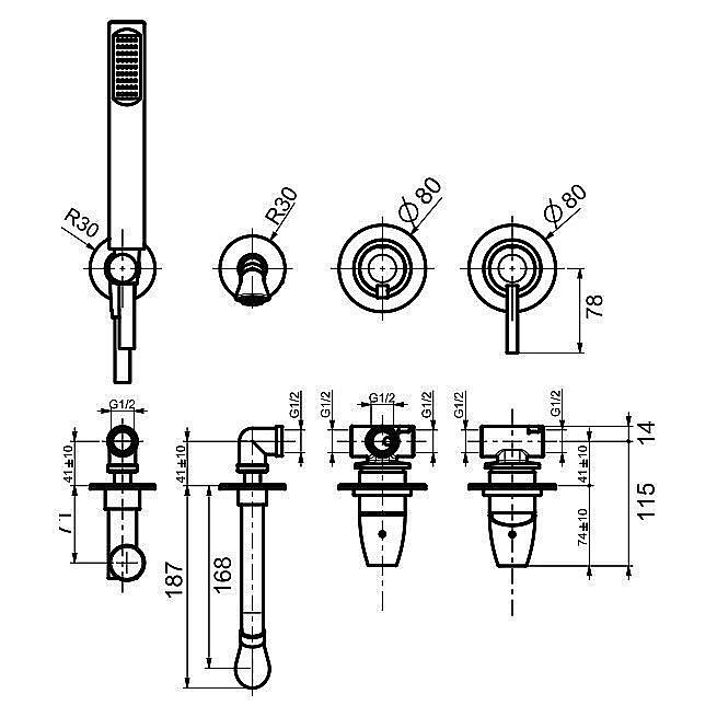 Смеситель для ванны с душем Webert Opera Moderna OE860312560 купить в интернет-магазине сантехники Sanbest