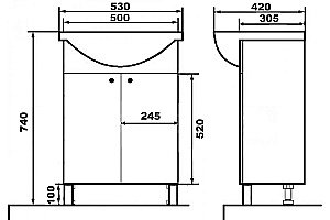 Тумба с раковиной Loranto Моника New CS00076238 50 раковина Арго 50, белая для ванной в интернет-магазине Sanbest