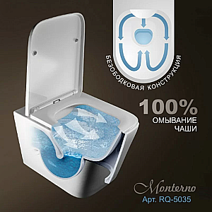 Унитаз подвесной Elghansa Monterno RQ-5035 белый, безободковый, с крышкой микролифт купить в интернет-магазине Sanbest